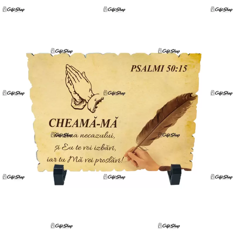 Cheama-ma in ziua necazului si eu te voi izbavi, placheta cu mesaj, model a